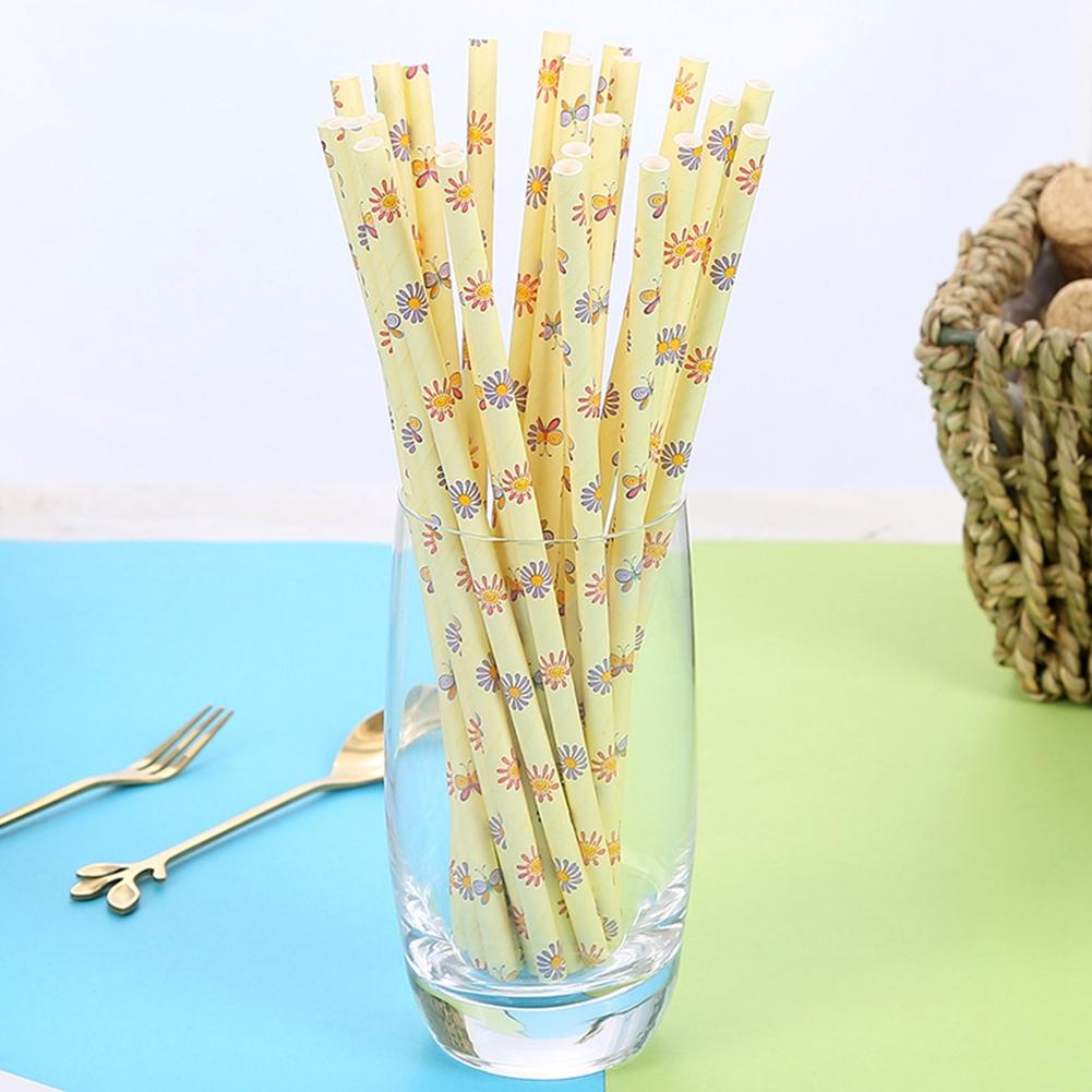 25Pcs/Set Drink Paper Straws Wedding Birthday Party Drinking Straw