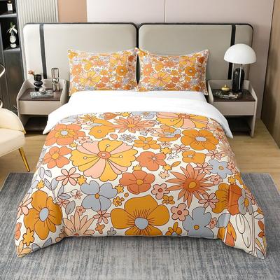 Hippie Flower Three-piece Quilt Cover 3D Digital Printing Bedding Set Bed Cover