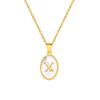 Vnox Women's Pretty Letters Necklace, Stainless Steel Oval White Shell Letter A-Z Pendant, Gold Color Jewelry Gifts