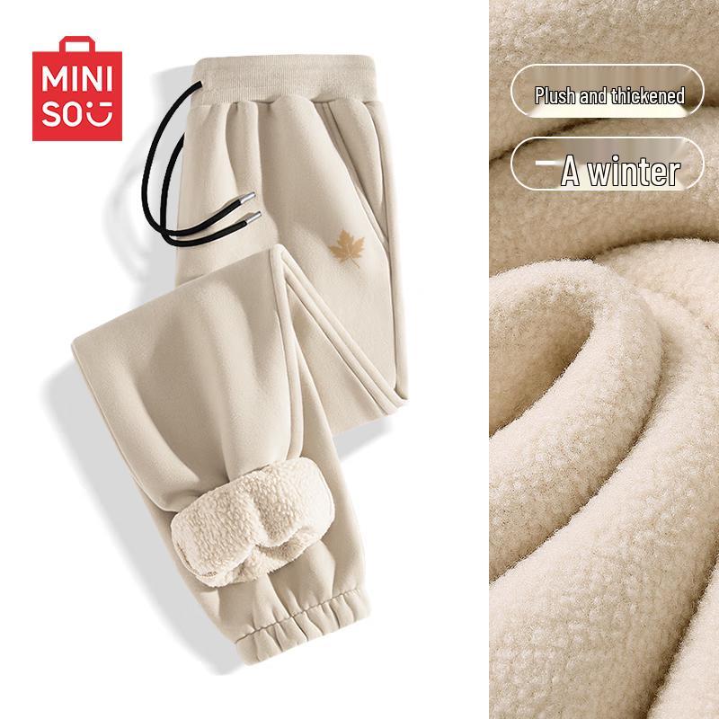 

MINISO Men s Fleece-Lined Drawstring Jogger Pants 2XL