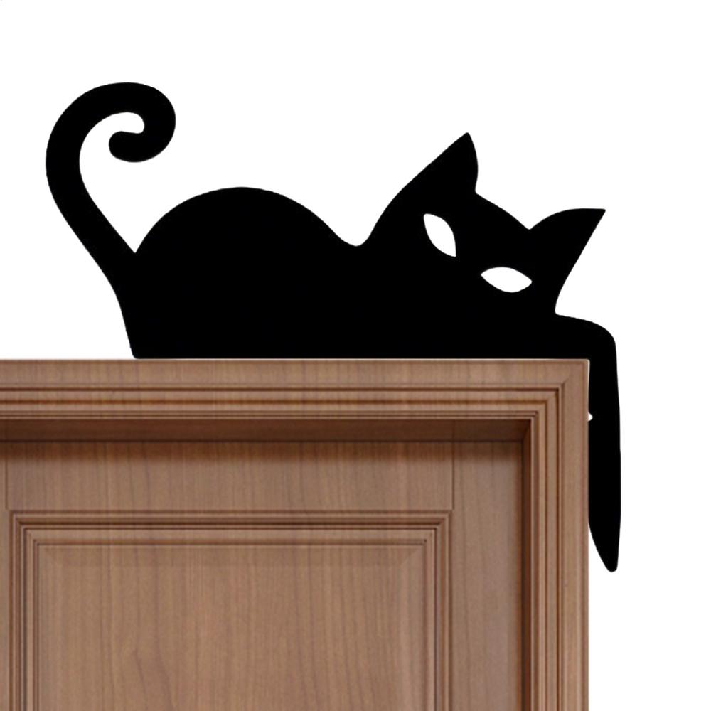 Cat Door Topper Decorative Door Topper Wooden Cat Shape Wall Decoration For Halloween Apartment Dwellers Outdoor Event Hosts