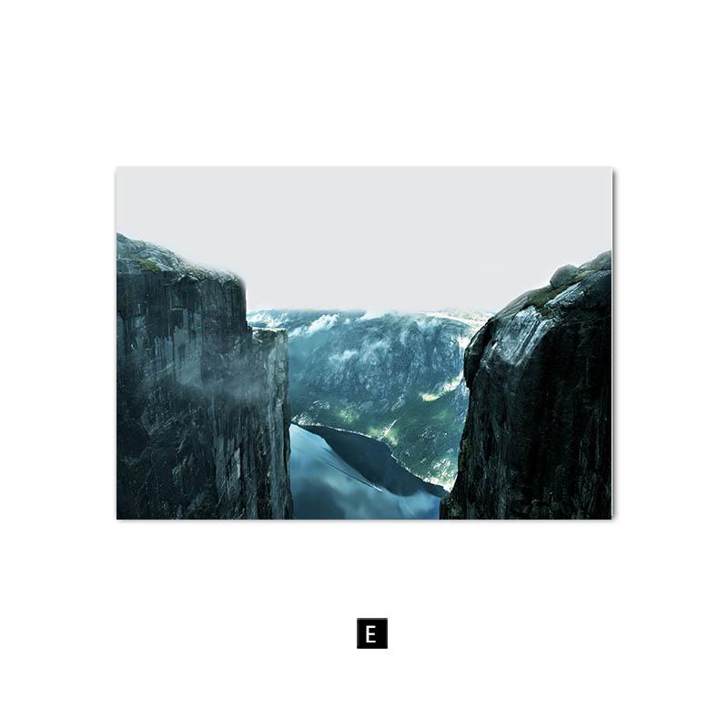 Naturlandskapsmålning Sjö Snöberg Canvas Poster Nordisk Stil Konsttryck Skog Brygga Citat Väggdekoration Bild