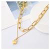 18K Gold Plated Layered Heart Lock Pendant Necklace, Dainty Chunky Paperclip Chain Double Layer Choker for Women, Trendy Jewelry