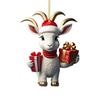 Auspicious Goat Theme Gifts 2D Acrylic Christmas Hanging Ornament, 3.15 Inch Farm Animal Xmas Tree Holiday Car Interior Decor Decoration for Rear View