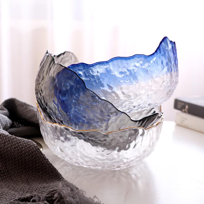 ZISIZ Nordic Hammered Glass Salad Bowl Set