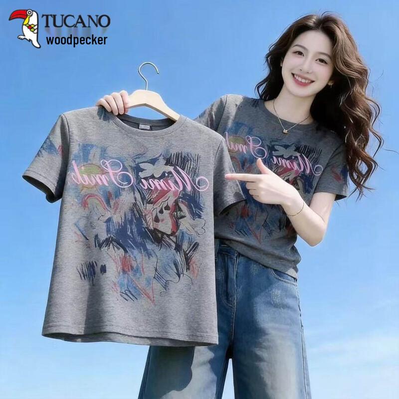 TUCANO Women s Pure Cotton Printed Short Sleeve T-Shirt M серый