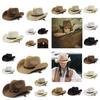 Adjustable Western Cowboy Straw Hat For Women Perfect For Outdoor Beach Activities With Sun Protection And Stylish Brim