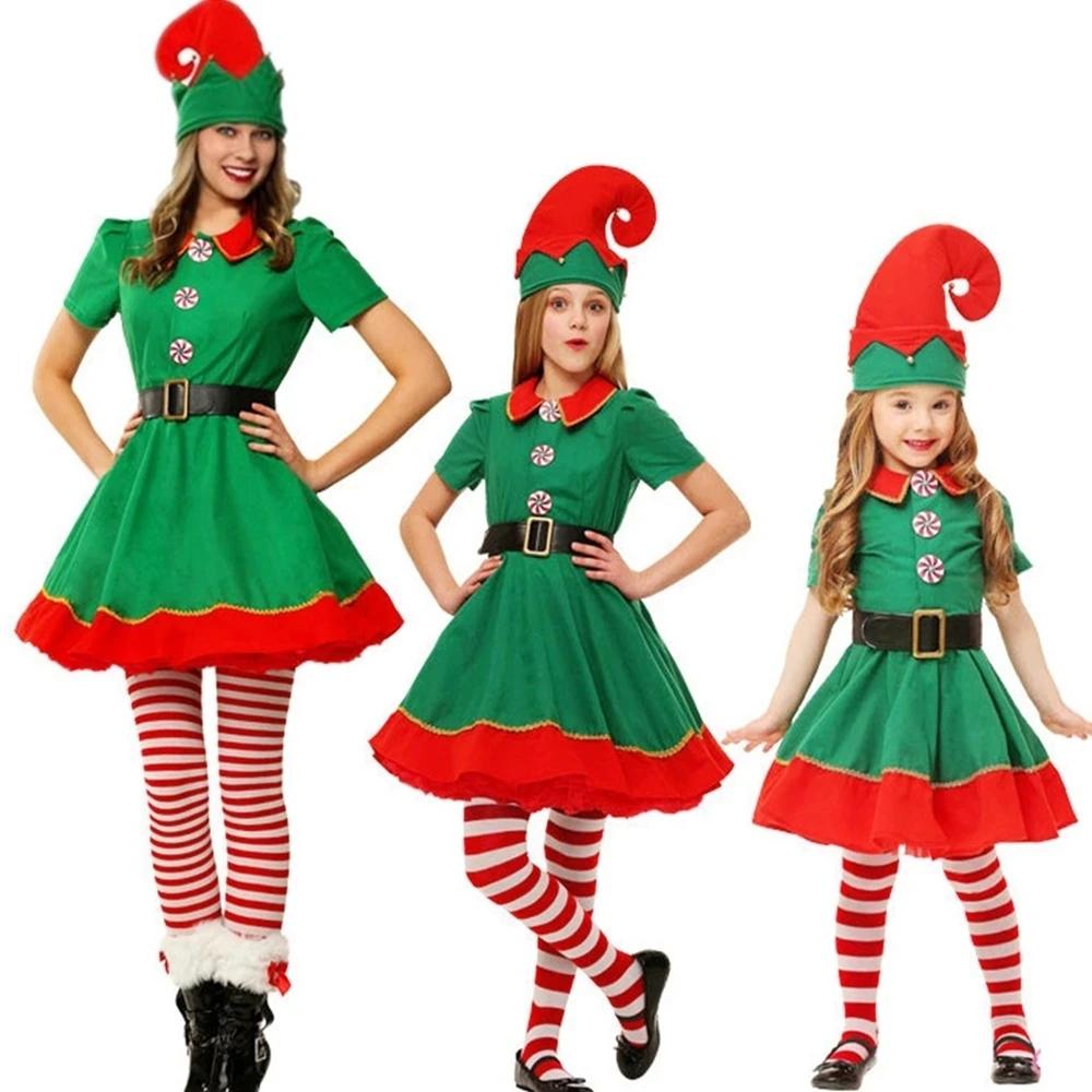 Children'S And Adult Christmas Elf Costumes, Santa Claus Costume Set, Green Elf, Halloween Cosplay, , New Products,