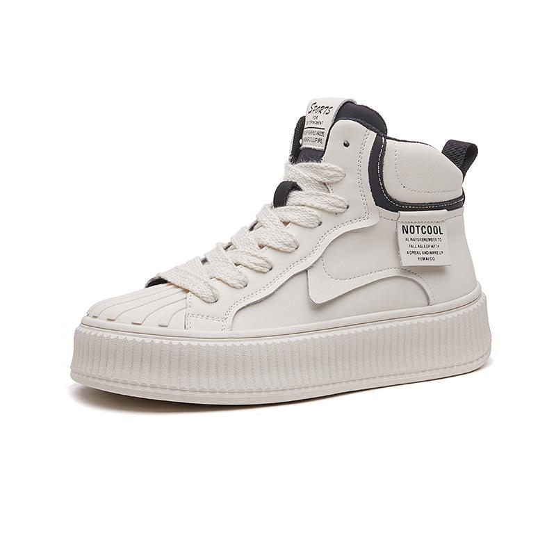 2025 autumn new high-top leather little white shoes women's explosion spring and autumn Korean version versatile platform sports shoes ins tide
