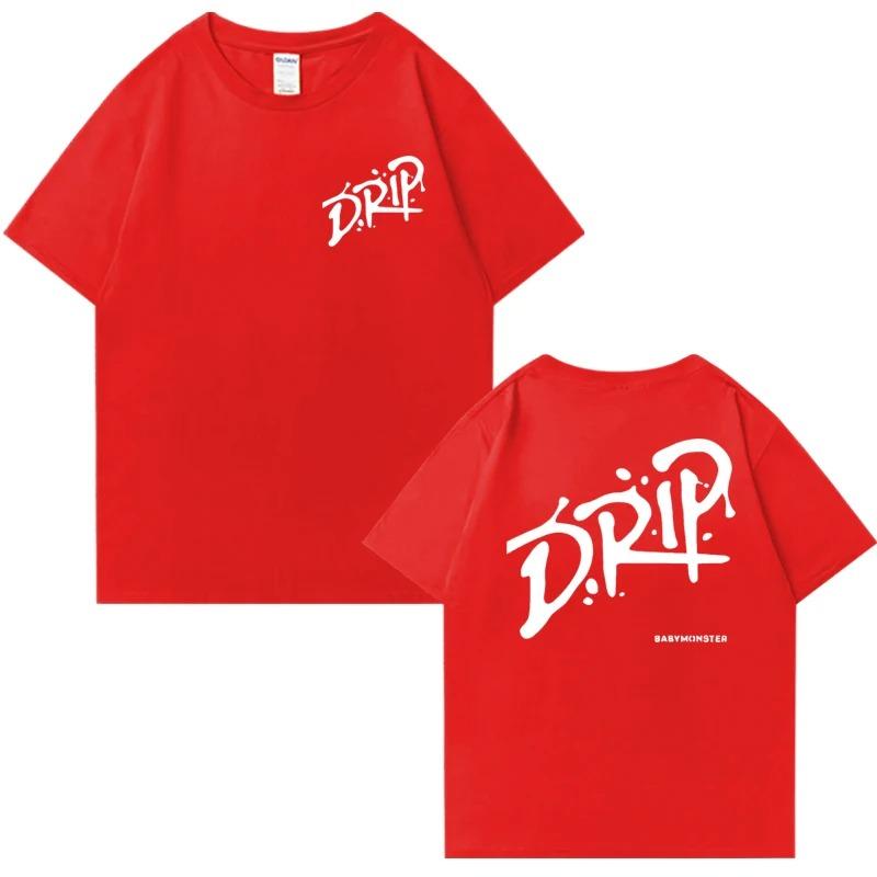 

Babymonster Drip Album World Tour 2026 Double Sided Print Short Sleeve T-shirts Men Women Cotton Black Tops Unisex T Shirt M синій