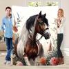 1Pc  Vintage Pets Family Gathering Throw Blanket Warm Soft Cozy Flannel Blanket For Cat Dog Lovers Home Decor