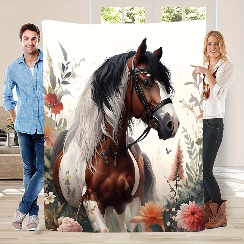 1Pc  Vintage Pets Family Gathering Throw Blanket Warm Soft Cozy Flannel Blanket For Cat Dog Lovers Home Decor