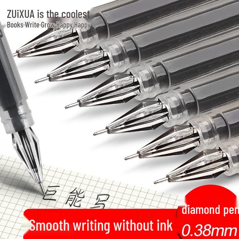 Diamond 0.38mm Black Pen Set - Transparent, Large Capacity for Office & Student Use