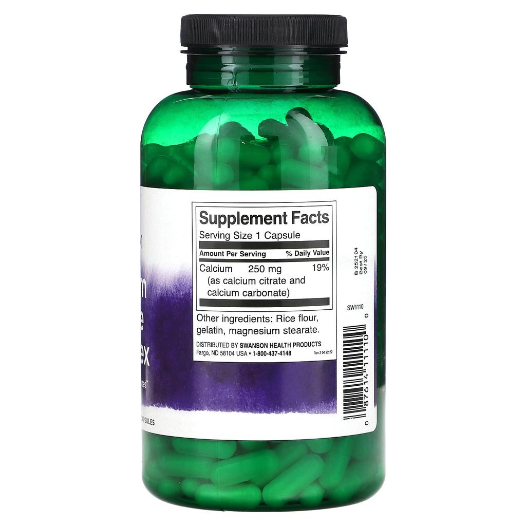 Calcium Citrate Complex, 250Mg, 300 Capsules