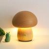 Touch Switch Wooden Mushroom Night Light 3 Color Light Wooden Material Rechargeable Night Light LED Night Light Battery Operated