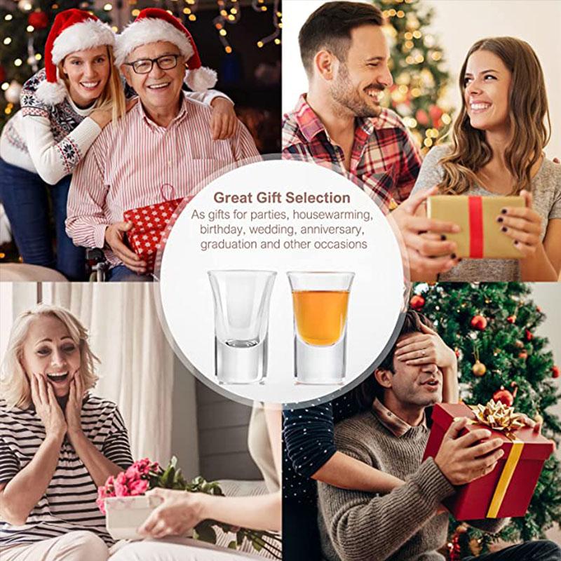 6pcs 30ml Shot Glass Set Heavy Base Clear Double Whisky Brandy Vodka Rum Tequila Glass Cup Bar Party Wine Glasses Creative Gifts