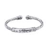Silver Feather Cuff Bracelet for Men Women Vintage Adjustable Bracelet Bangle Fashion Jewelry