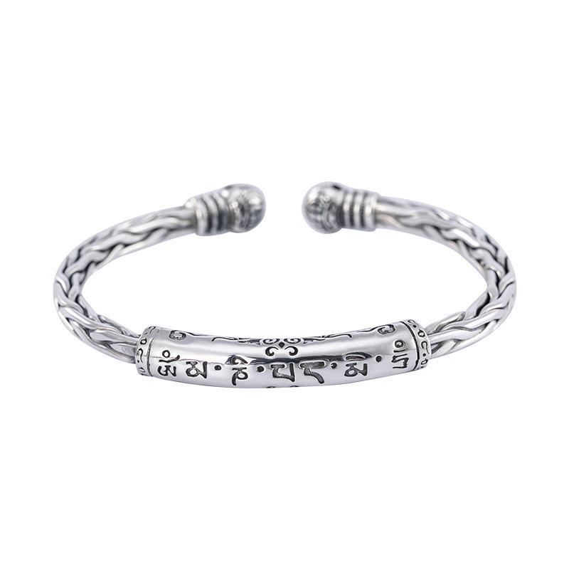 Silver Feather Cuff Bracelet for Men Women Vintage Adjustable Bracelet Bangle Fashion Jewelry