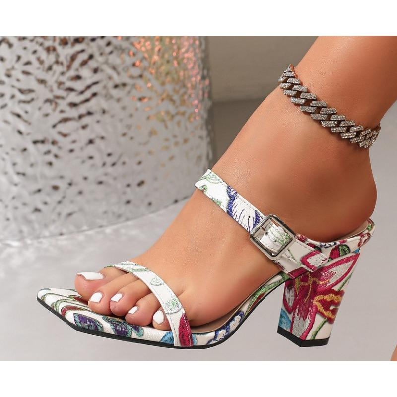 Anti-slip Shoes - New Style Square-toe High-heeled Casual Slippers