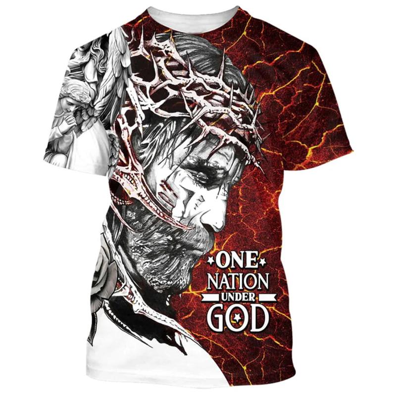 Christ Jesus T-Shirt For Men 3D Jesus Print Men's T Shirt Harajuku Short Sleeve Streetwear Fashion Oversized Tee Men Clothes