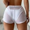 Plavky Průhledné Síťované Šortky Boční Stahovací Šňůrka Sexy Plavecké Kalhotky Vnější Kryt Vysoký Pas Spodní Díly Pláž