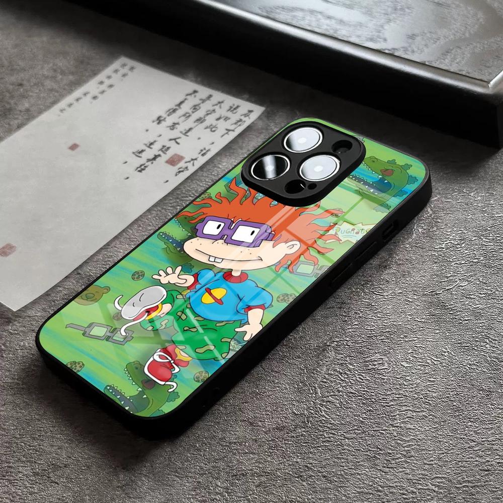 Phone Case For IPhone 17 Pro Max 14 Pro 15 12 11 13 Mini X XR XS 16 Plus SE Glass Cover Boy & Girl Rugrats Chuckie's