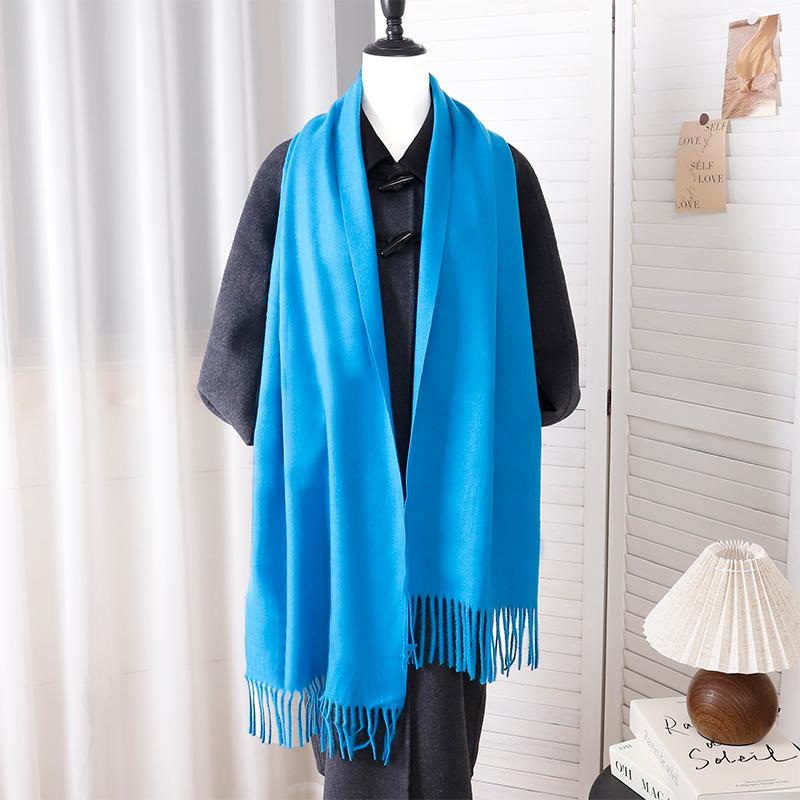 New Designer Luxury Women Warm Scarf Winter Cashmere Shawls Thick Solid Neckerchief Hijab Wraps Tassls Pashmina Foulard