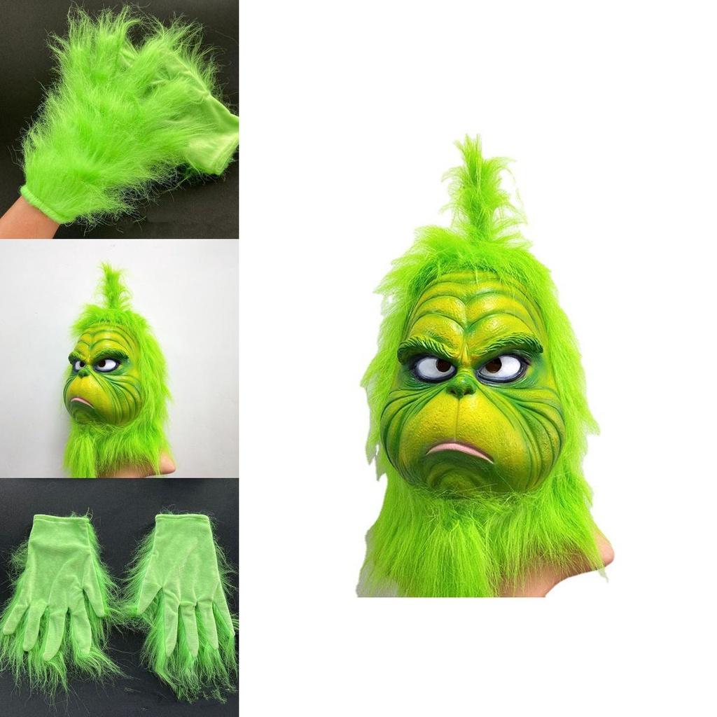 Christmas Grinch Gloves Terrifying Green Monster Costume Accessories