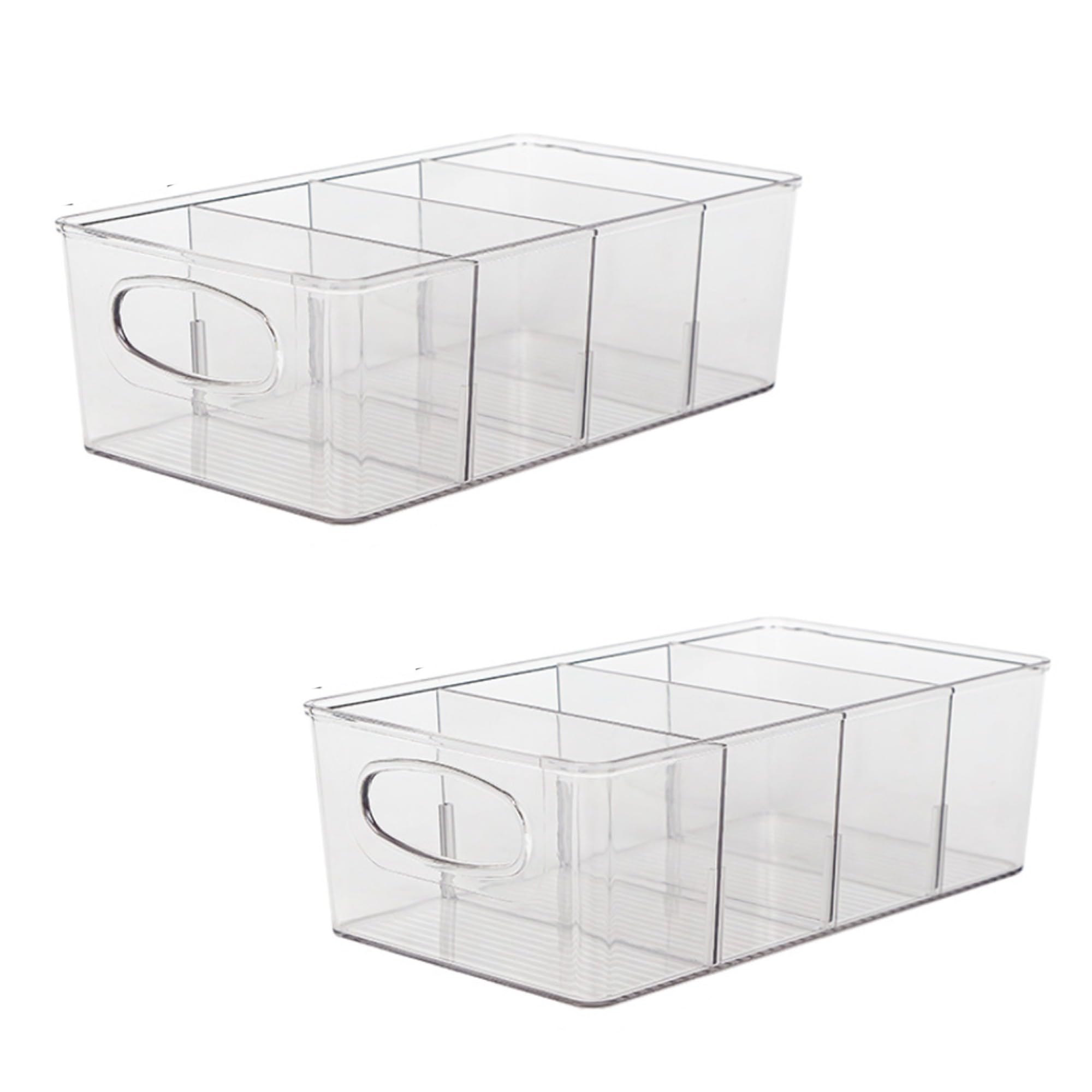 Asdays Refrigerator Storage Transparent Storage Case Kitchen Storage Refrigerator Drawer Clear Case with Dividers of (Set 2)