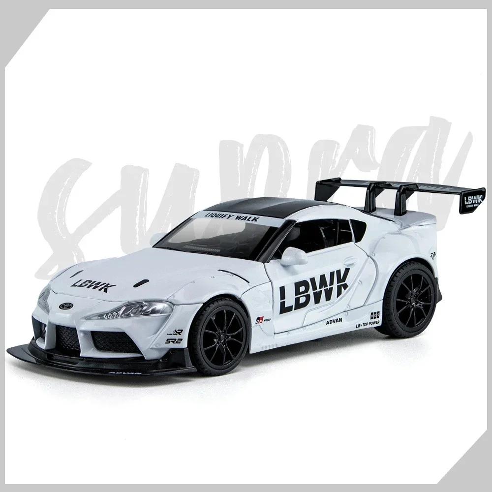 1:22 Scale Supra Model Car Toy Alloy Diecast Sound Light Pull Back Simulation Vehicle Toys Models Kids Collectible Item