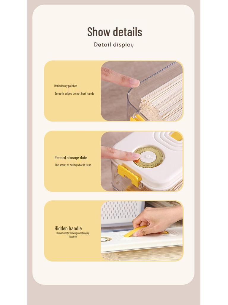 Scatola Quadrata Ermetica in Plastica per Conservare Noodles con Coperchio per Cucina e Frigo