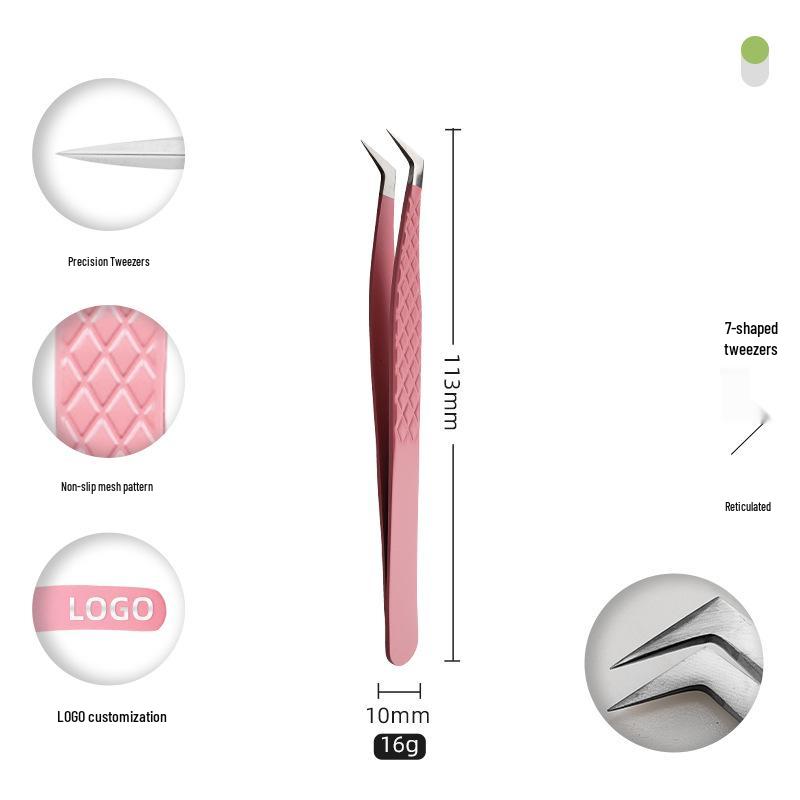 Golden Feather Stainless Steel Eyelash Tweezers for Grafting and Extensions