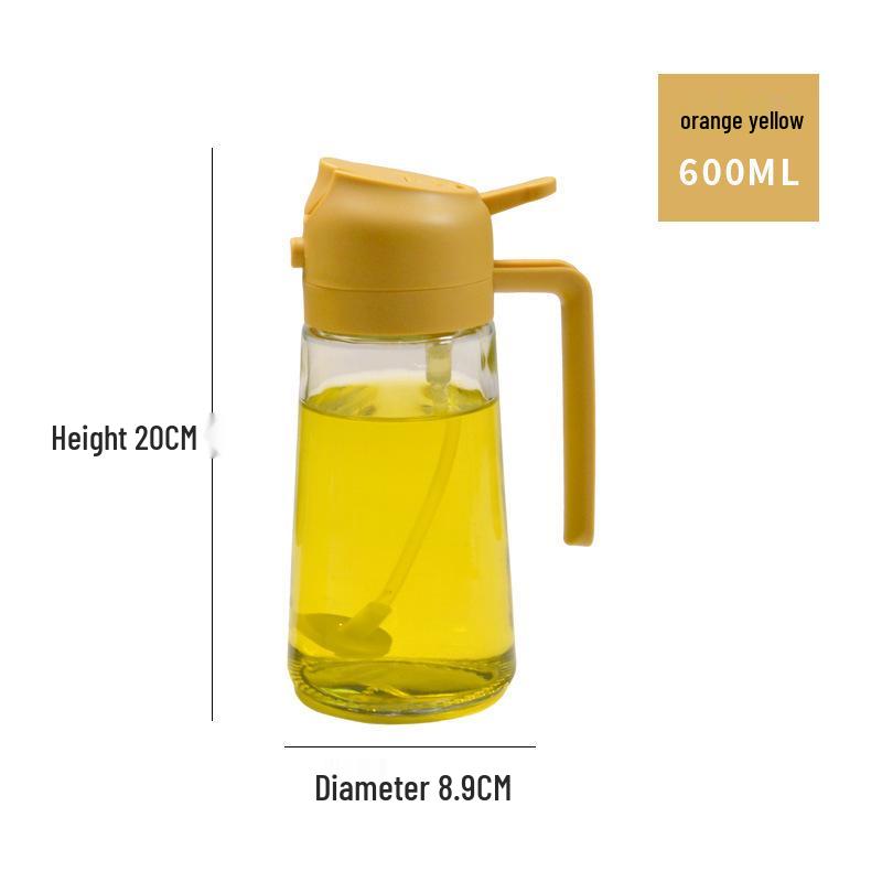 Large Diameter Glass Oil Spray Bottle - Press-Type for Kitchen, Barbecue, and Baking