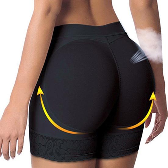 Padded Boxers Panties Mid Waist Lift Hip Solid Color Lace Panties Woman Supplies