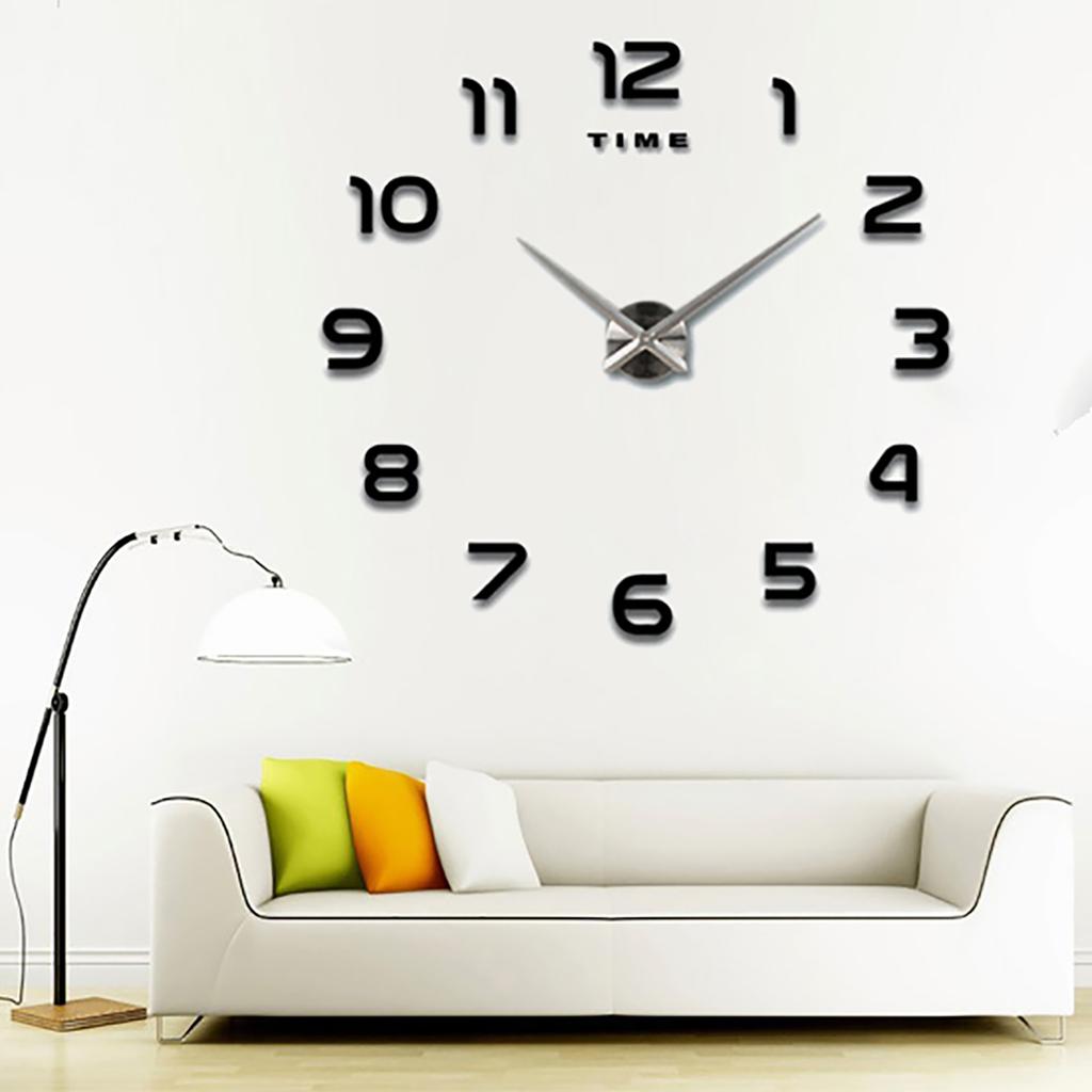 Moderne Super Large Size Metal Analog Innendørs Vegg Klokke Stue Cafe Dekor