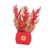 Artificial Flower Blessing Bucket Red Fruit Gold Leaves Potted Plant Tabletop Arrangement for Spring Festival Home Decor