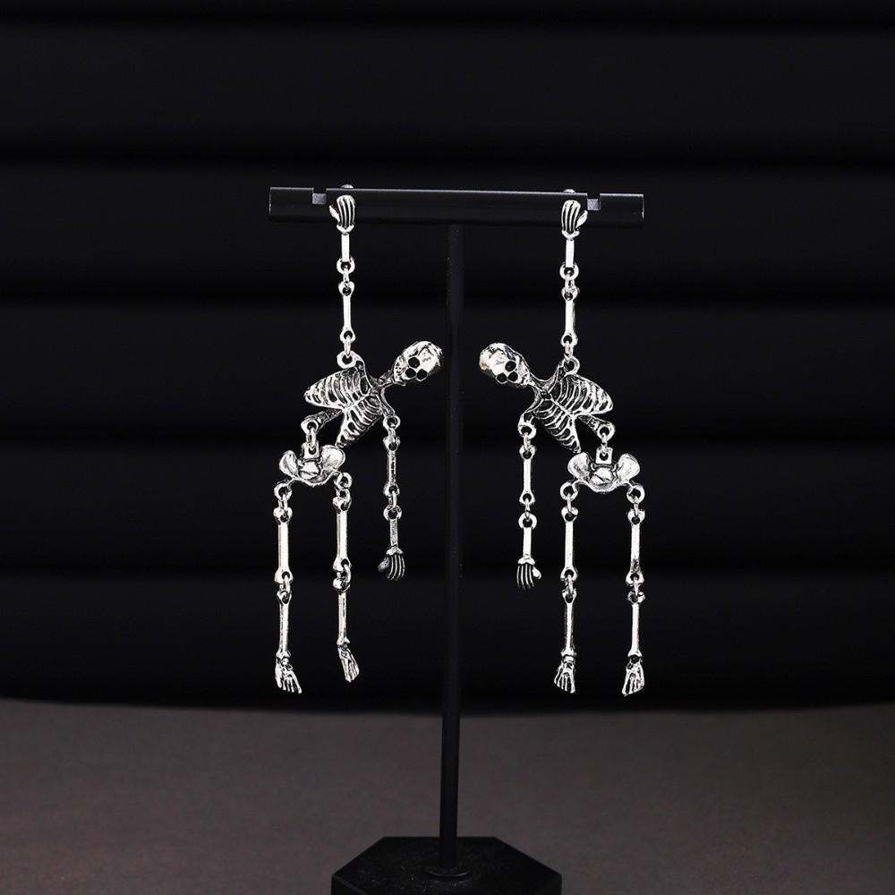 Zinc Zinc Alloy Halloween Earrings Skull Imitation Human Bone Earrings Pierced Skeleton Earrings Women
