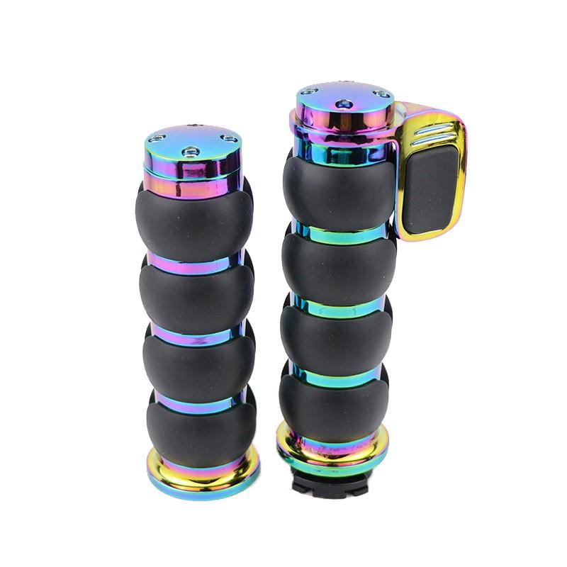 Chrome Zinc Alloy Motorcycle Handlebar Grips 22mm 25mm Retro Style Colorful Universal Fit Scooter Bike