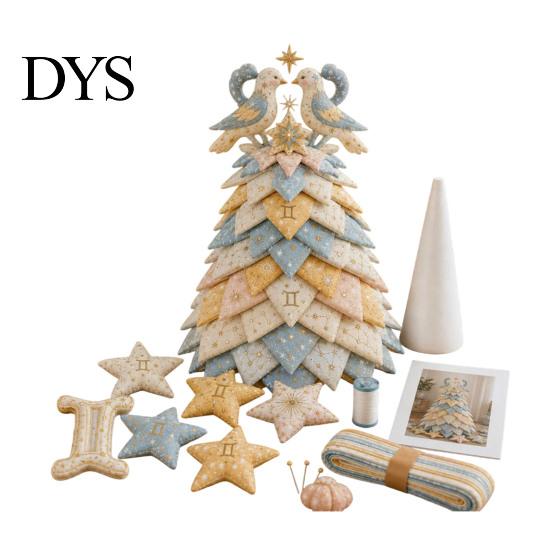Handmade Gift for Special Occasions DIY Quilted Zodiac Tree Kit, Fabric Patchwork Sewing Constellation Ornament Kit Signs Craft Adults, Desktop