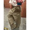 VibeStreet American Large Size Letter Print Jeans Women's Vintage Loose Lazy Style Floor-Length Pants Straight Leg Jeans