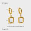 Ins French Retro Geometric Corner-cut Rectangular Resin Earrings Plated with 18k Gold Stainless Steel Waterproof Earrings for Women