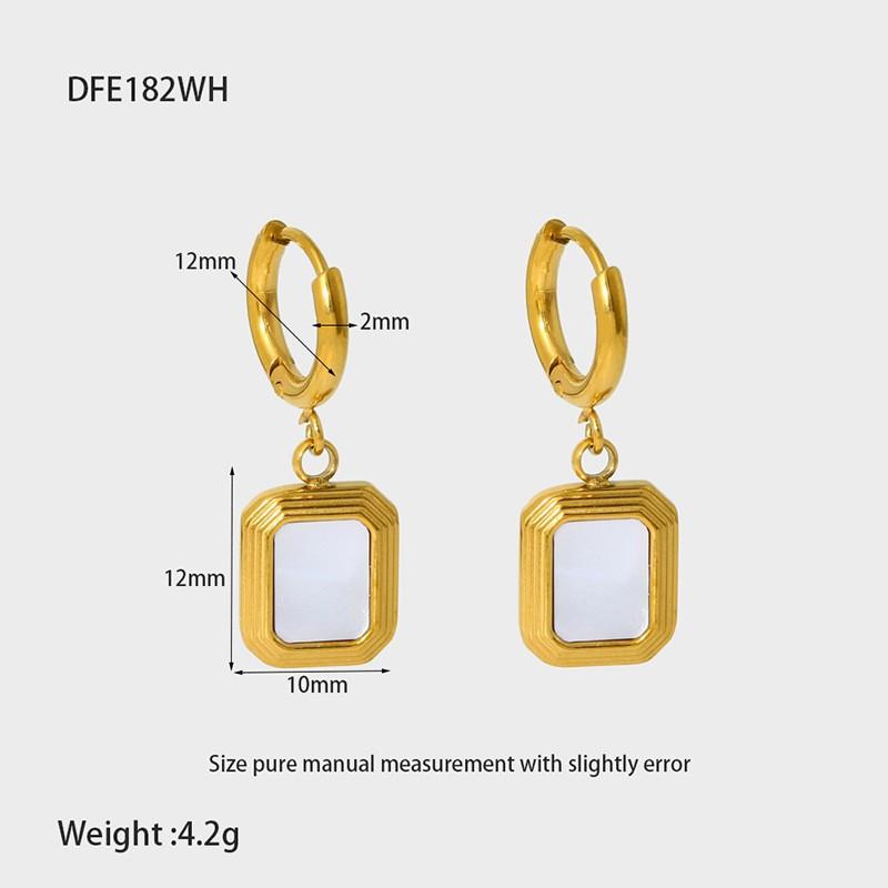 Ins French Retro Geometric Corner-cut Rectangular Resin Earrings Plated with 18k Gold Stainless Steel Waterproof Earrings for Women