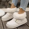 Fashion Metal Belt Buckle Fashion Snow Boots Women 2025 Winter Luxury Faux Fur Ankle Boots Warm Short Plush Non Slip Brand Shoes Woman