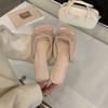 Wedge heel bow nude French cool slippers women's shoes wear 2025 new summer skirt fairy sandals