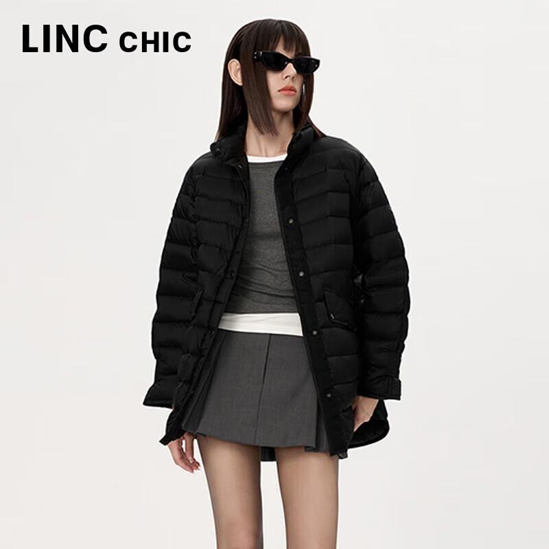 Jinyujie Damen Mittellange Stehkragen Leichte Daunenjacke