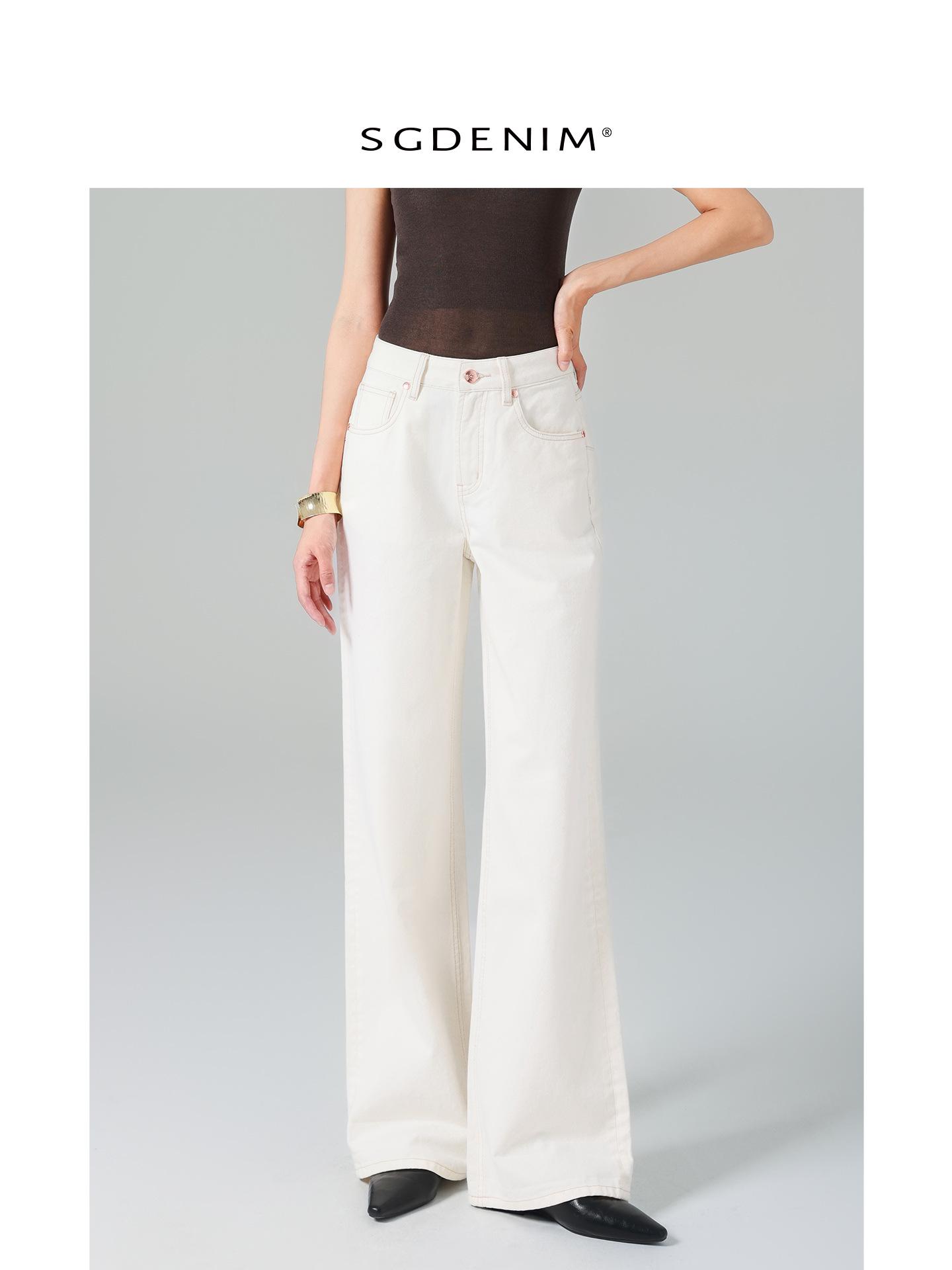 

Women s Spring Essential High-Waisted White Wide-Leg Floor-Length Jeans - Elegant, Slimming, Versatile (Size 26) 25 (80-90 lbs)