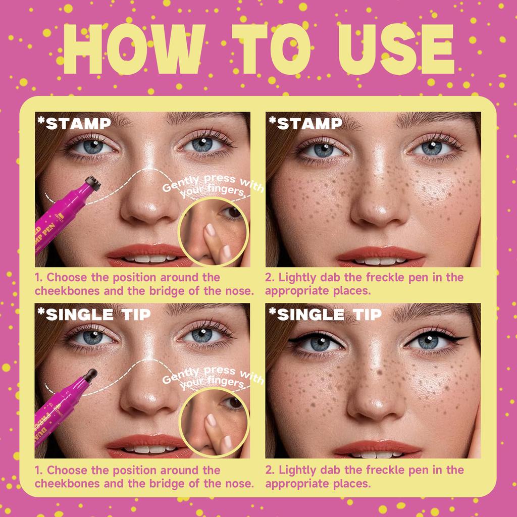 Długopis do piegów 3N1 Główka tykwy Podwójna główka Stempel Plamka Naturalna Symulacja Wodoodporny Pot Makijaż twarzy