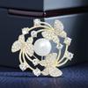 Butterfly Pearl Crystal Brooch High-end Women's Trendy Corsage Coat Suit Pin Retro Accessories