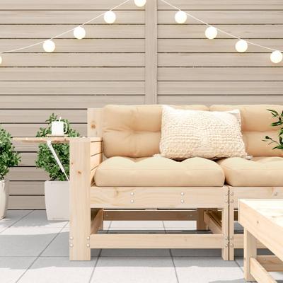 Garden Sofa with Armrests and Cushions Solid Pine Wood