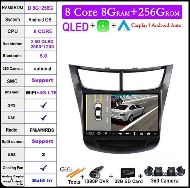 9'' For Chevrolet Sail Aveo 2015 - 2019 Android 14 Car Radio Carplay GPS Navigation Video Stereo Multimedia Player 5G Wifi
